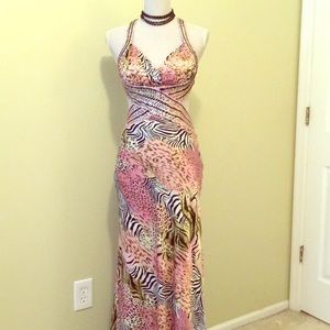 La femme full length sexy animal print gown Size 4